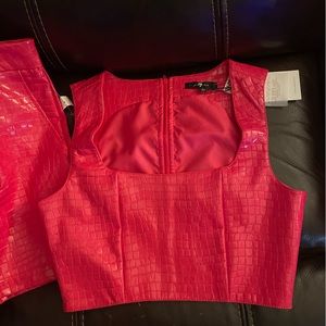 7 For All Mankind, short set, pink faux leather.